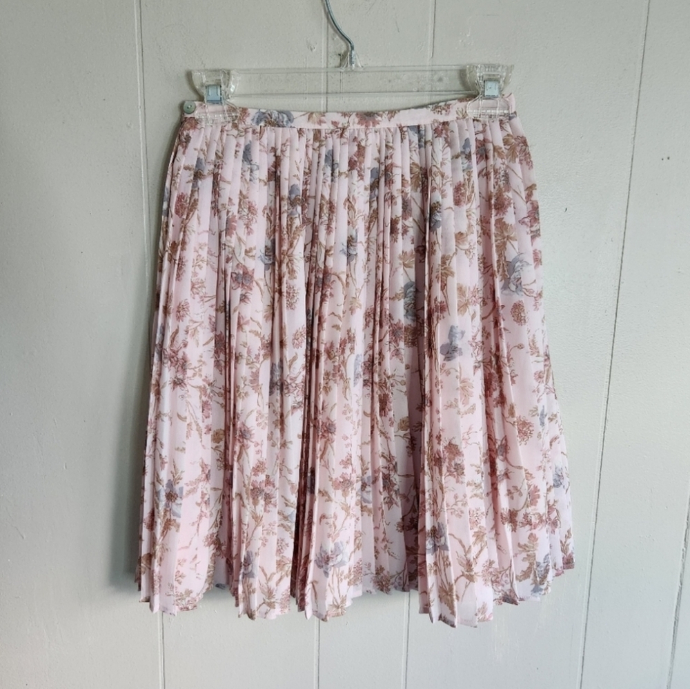 Laura Ashley accordion pleat pleated skirt blush pink floral print plisse size 6 - Picture 5 of 10
